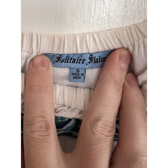 Solitaire Swim Womens S White Ruffle Top Open Skirt Bathing Suit Cover Up - Picture 4 of 5